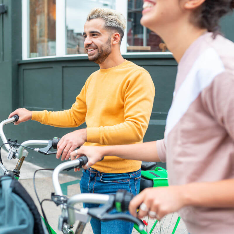 Photo of people not riding bikes